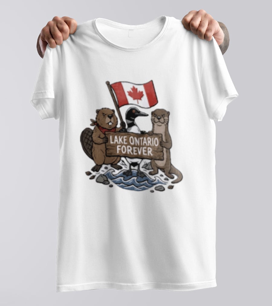 Lake Ontario Forever Canadian Flag Beaver Goose Otter T-Shirt