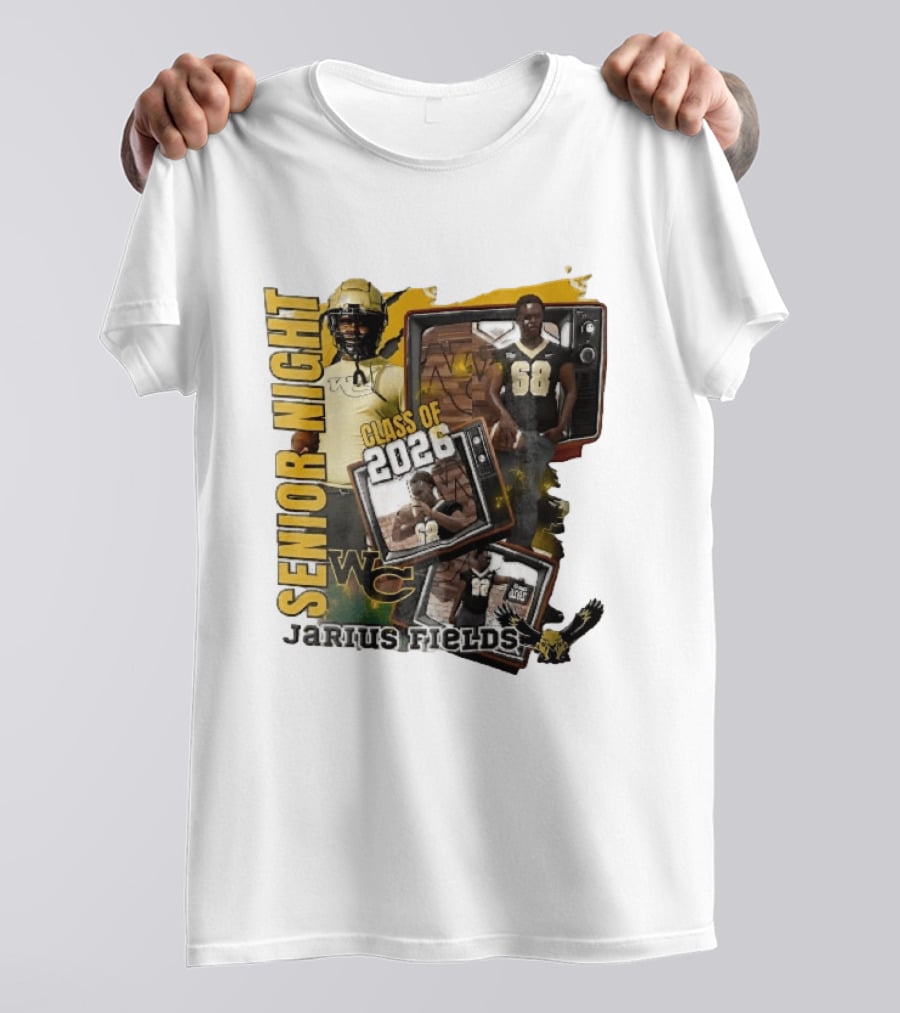 Senior Night Jarius Fields Class Of 2026 WC Football Player Collage T-Shirt