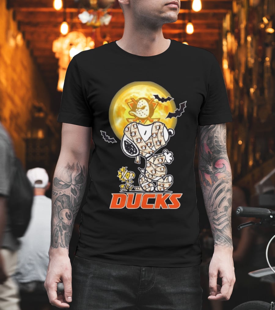 Anaheim Ducks X Snoopy And Woodstock Cosplay Mummy Halloween T-Shirt