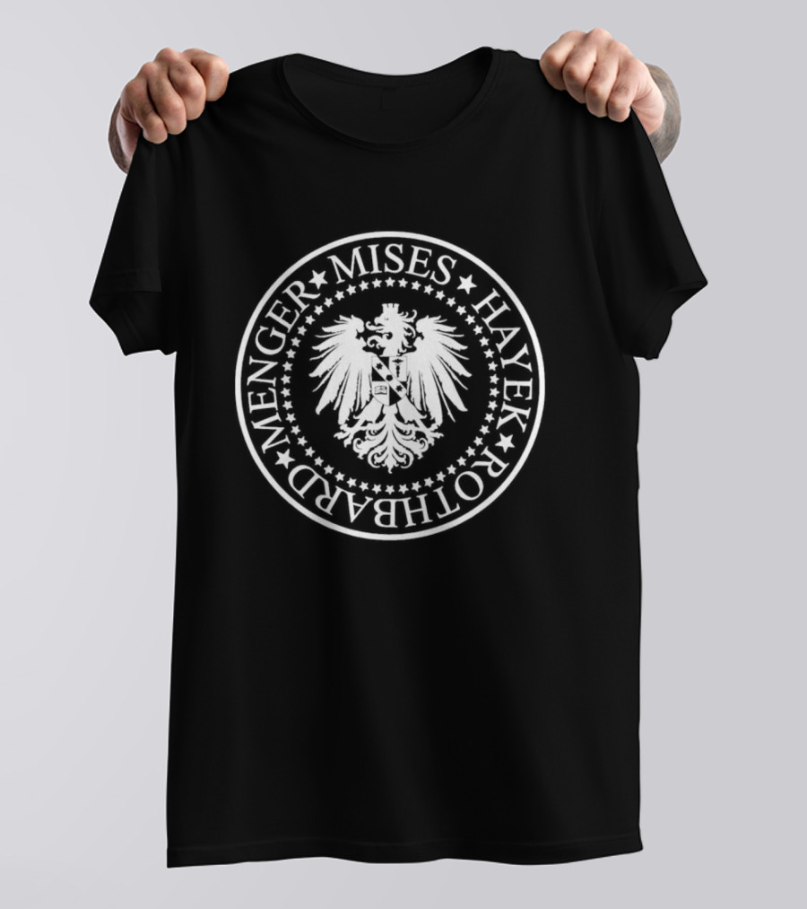 Austrian School Of Economics Mises Hayek Rothbard Menger Crest T-Shirt