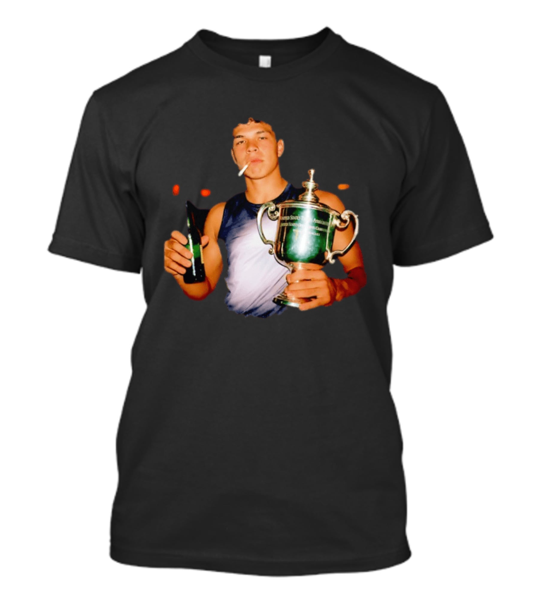 Ben Shelton Celebrating Victory With Beer And Trophy T-Shirt