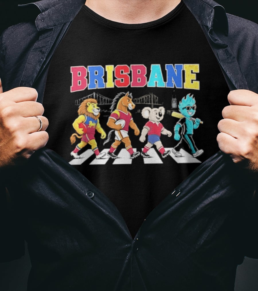 Brisbane Lions Koala Characters Abbey Road Crossing T-Shirt