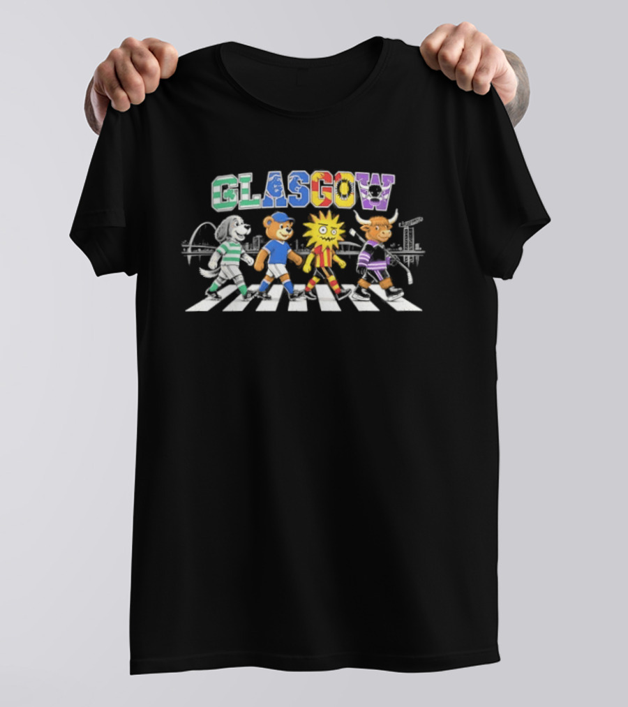 Glasgow Animals Crossing Iconic Abbey Road Rugby Football Soccer T-Shirt