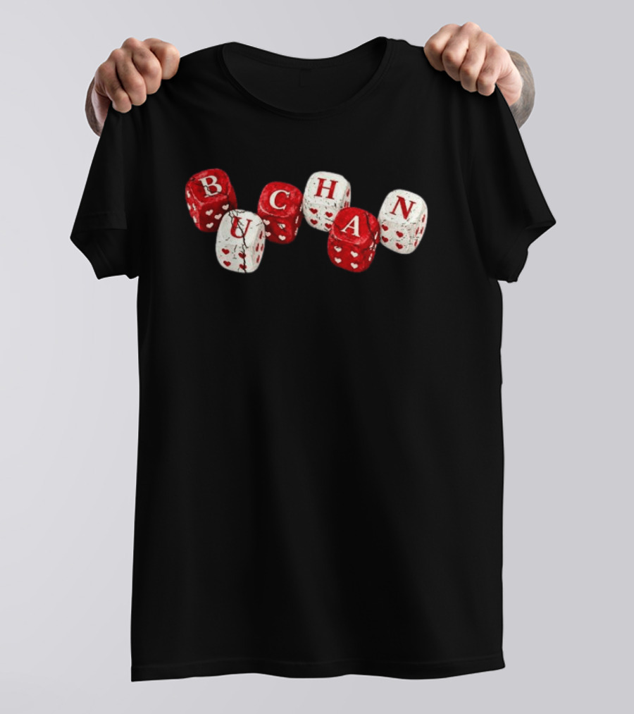 Buchan Store Black Dice With Red Hearts Buchan Dices T-Shirt
