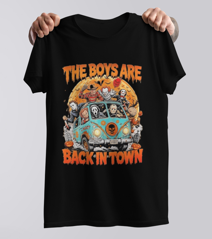 The Boys Are Back In Town Halloween Horror Movie Characters Van Nightmare T-Shirt