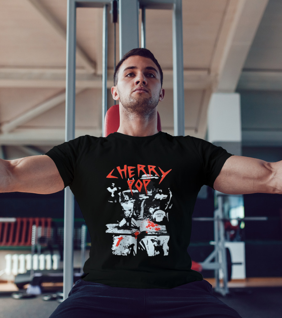 Iamjmsn Store Cherry Pop Black Vintage Rock Aesthetic T-Shirt