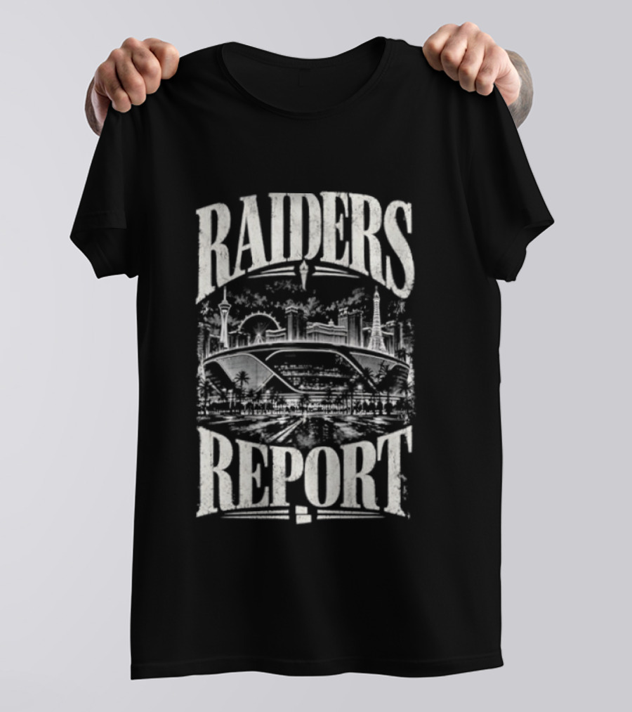 Raiders Report Skyline Las Vegas Stadium Team T-Shirt