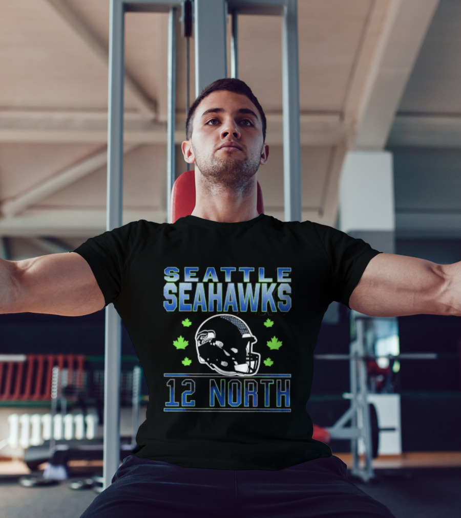 Seattle Seahawks 12 North Helmet Fall Leaves T-Shirt