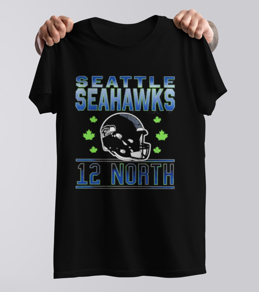 Seattle Seahawks 12 North Helmet Fall Leaves T-Shirt
