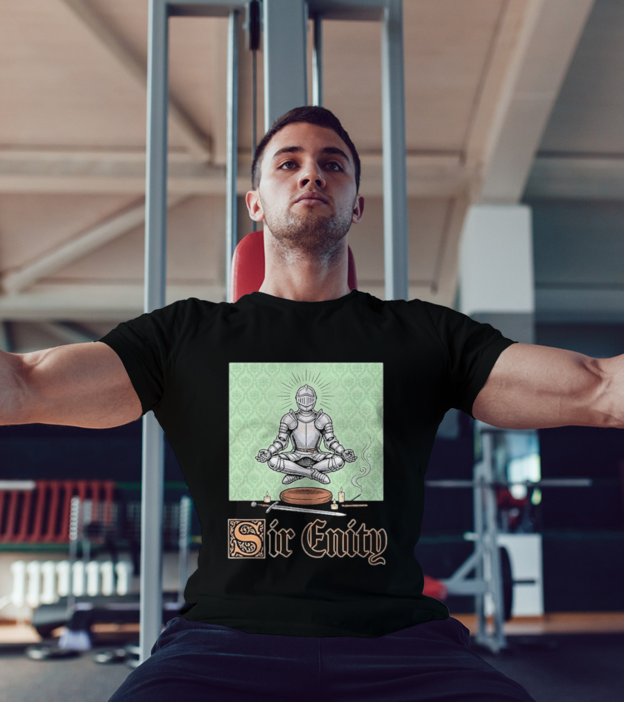 Sir Enity Knight In Meditation With Vintage Design And Candle Accents T-Shirt