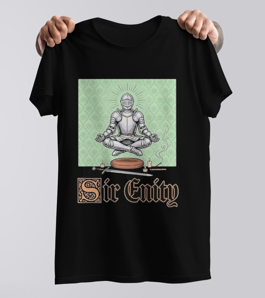 Sir Enity Knight In Meditation With Vintage Design And Candle Accents T-Shirt