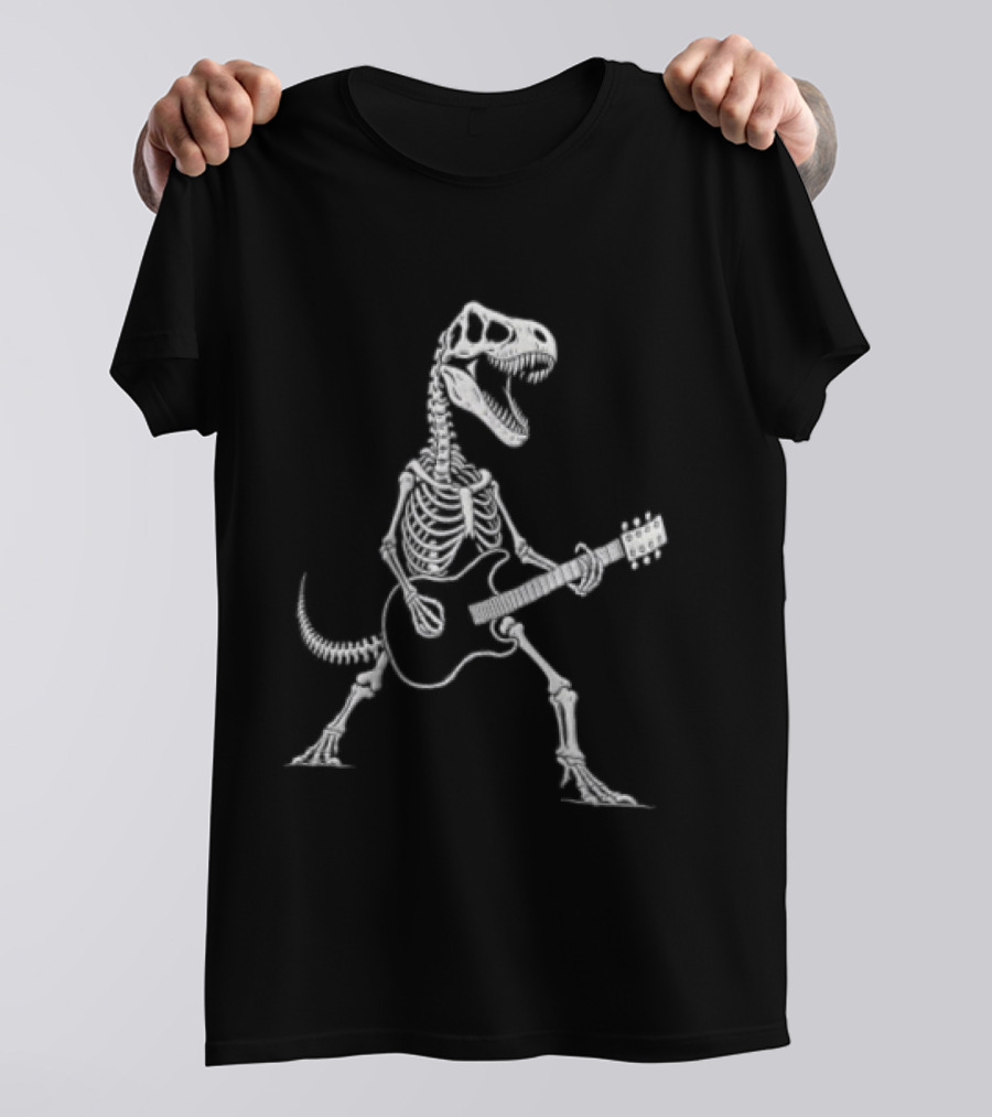 Tyrannosaurus Rex Skeleton Jamming With Electric Guitar T-Shirt