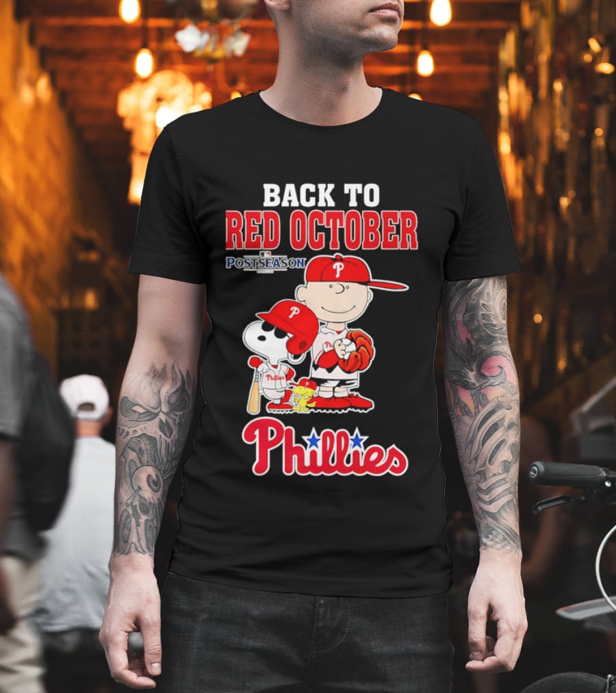 Snoopy Back To Red October Postseason Philadelphia Phillies MLB Playoffs Fan Gear T-Shirt
