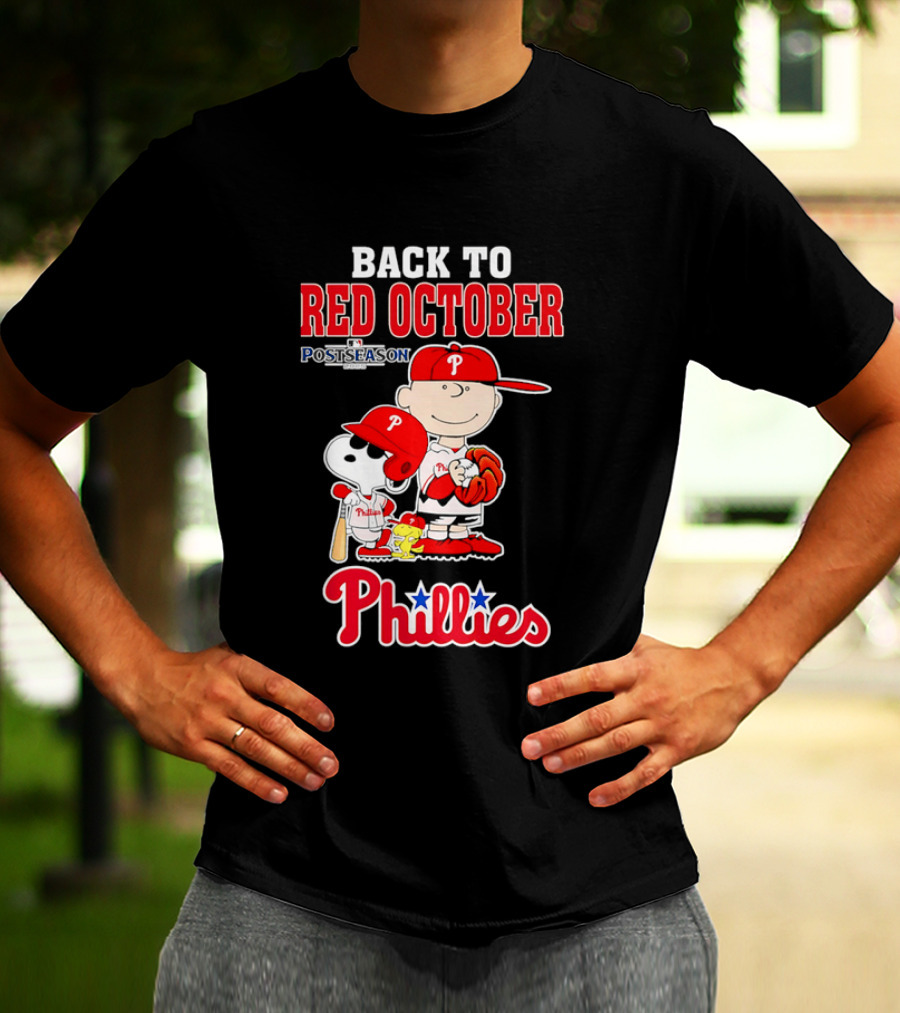 Snoopy Back To Red October Postseason Philadelphia Phillies MLB Playoffs Fan Gear T-Shirt