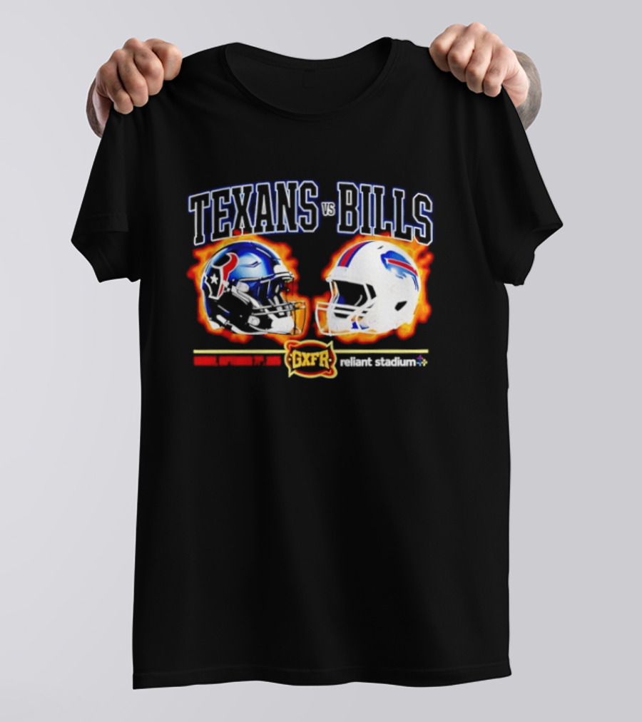 Texans Vs Bills Sunday September 13th 2026 Reliant Stadium Helmet Showdown T-Shirt