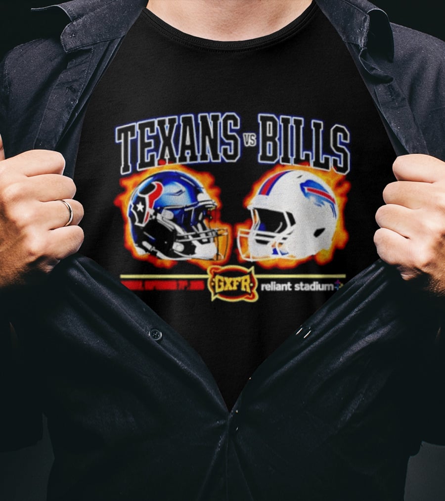 Texans Vs Bills Sunday September 13th 2026 Reliant Stadium Helmet Showdown T-Shirt