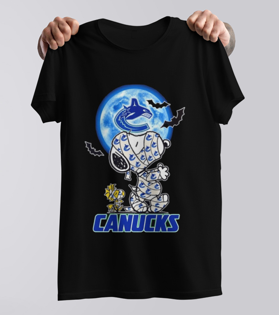 Vancouver Canucks Snoopy And Woodstock Mummy Halloween T-Shirt