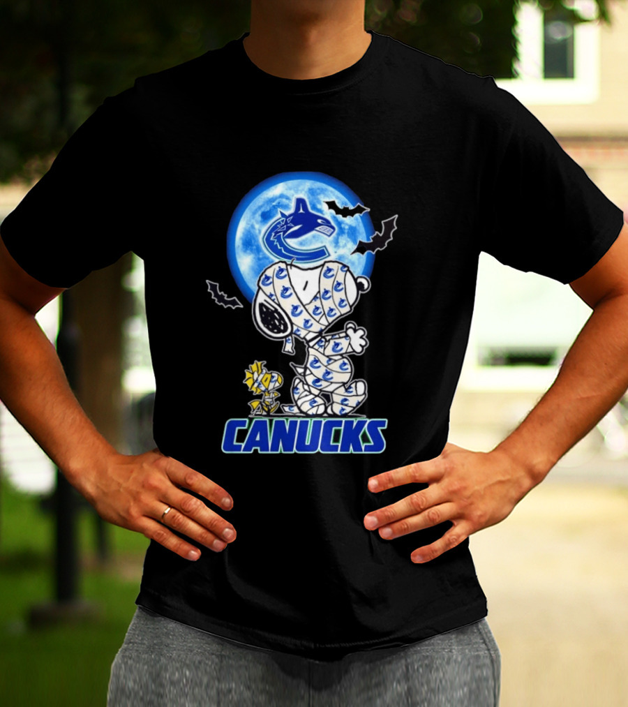 Vancouver Canucks Snoopy And Woodstock Mummy Halloween T-Shirt