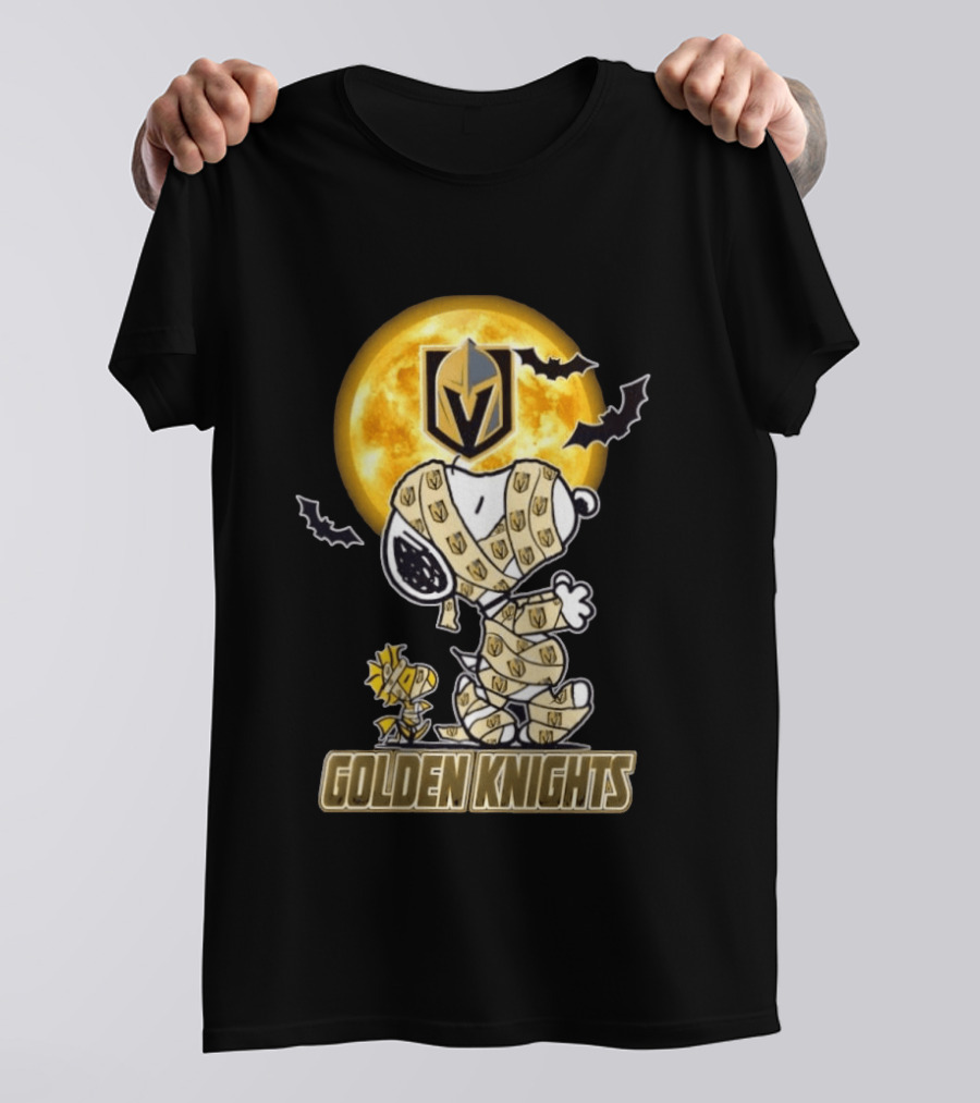 Vegas Golden Knights Snoopy Woodstock Mummy Halloween Moon T-Shirt