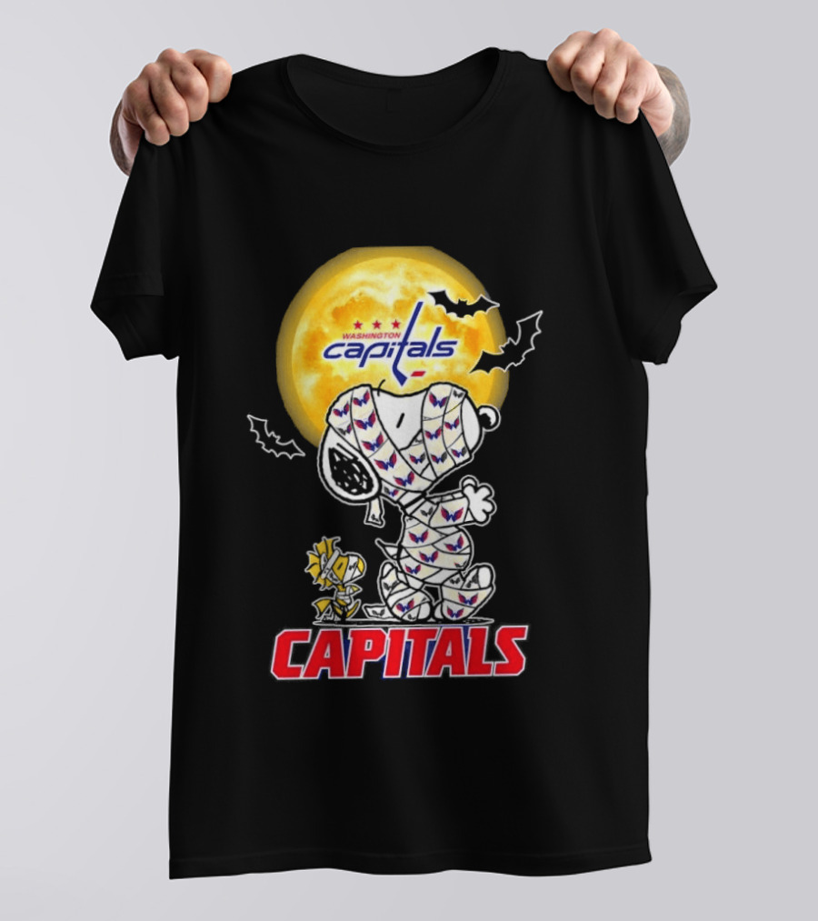 Washington Capitals Snoopy Woodstock Halloween Mummy Cosplay T-Shirt