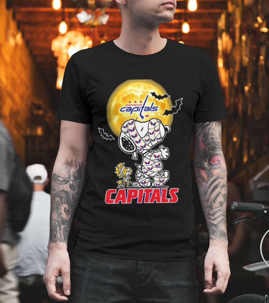 Washington Capitals Snoopy Woodstock Halloween Mummy Cosplay T-Shirt