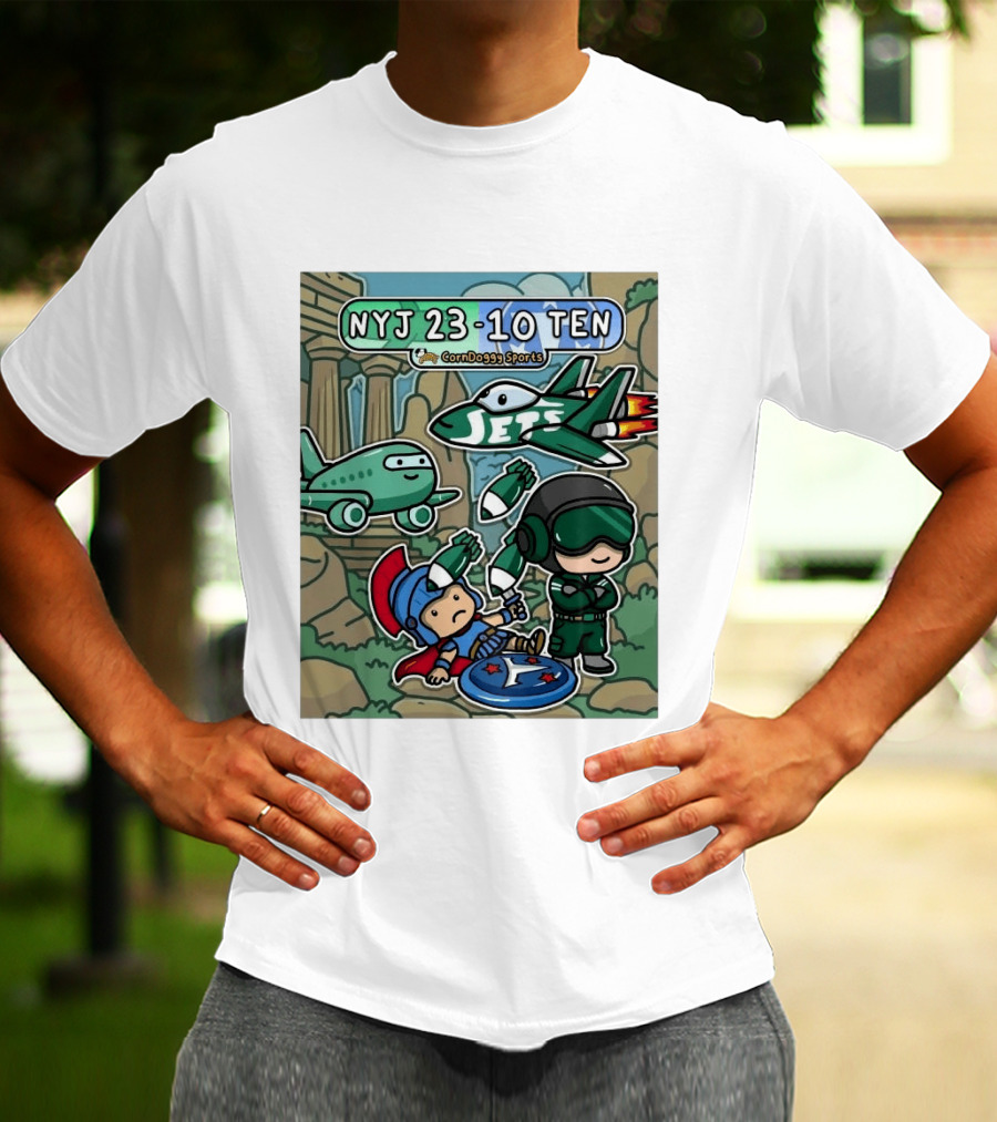 NYJ 23 10 TEN CornDoggy Sports New York Jets Tennessee Titans Fan T-Shirt
