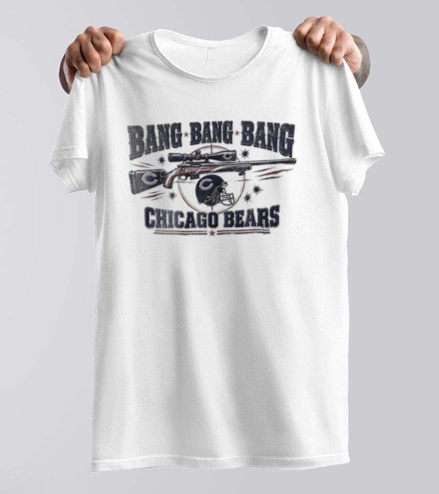 Chicago Bears Bang Bang Bang Sniper Rifle Football Helmet Target T-Shirt