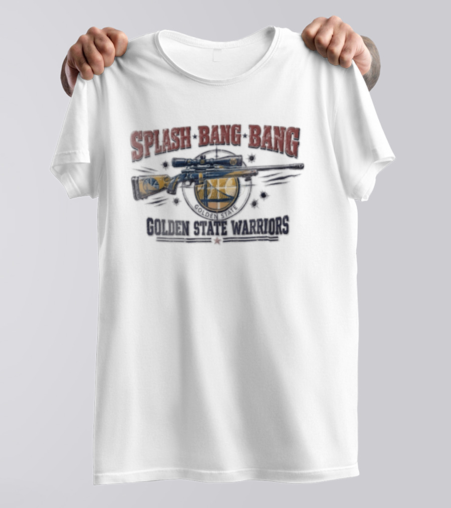 Splash Bang Bang Golden State Warriors Sniper Scope Bullet Holes T-Shirt