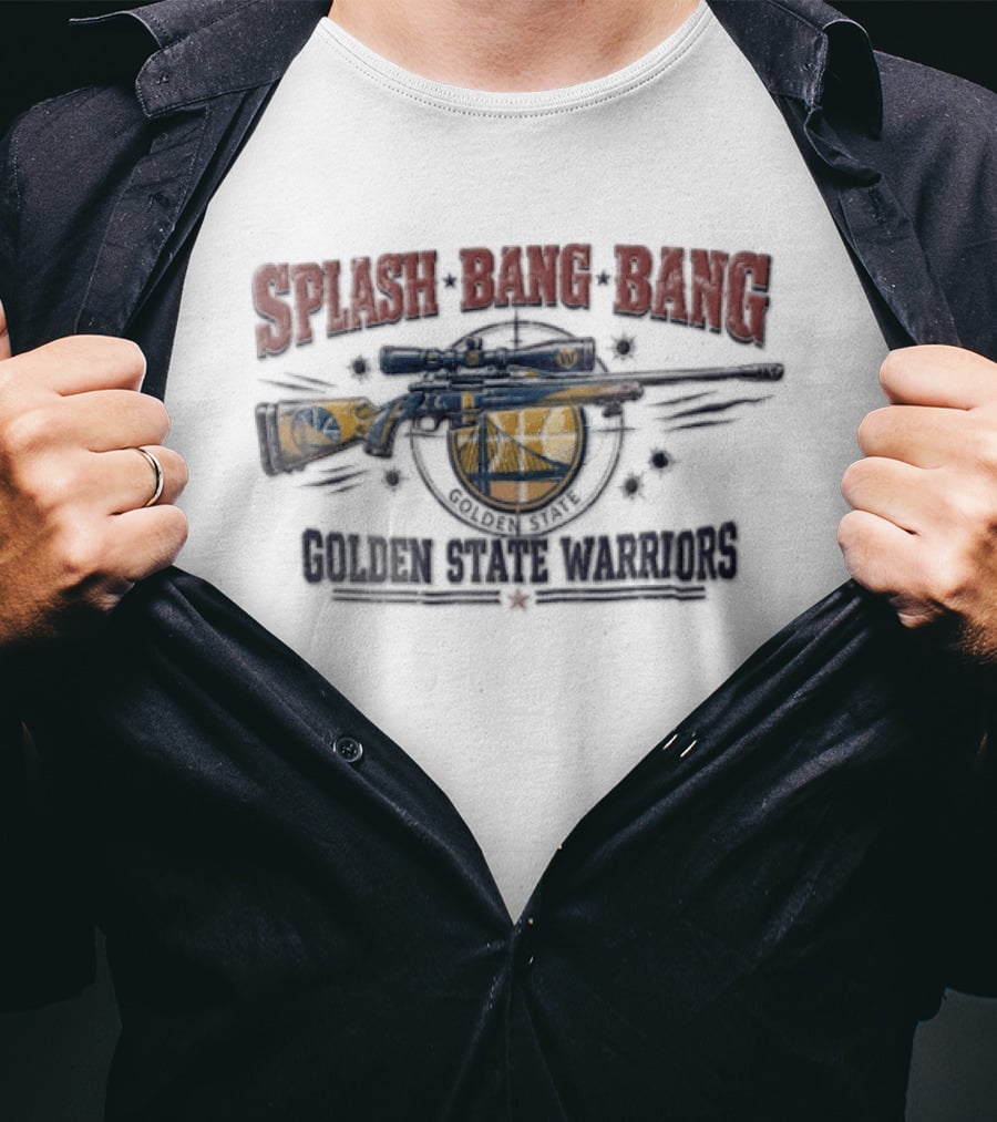 Splash Bang Bang Golden State Warriors Sniper Scope Bullet Holes T-Shirt