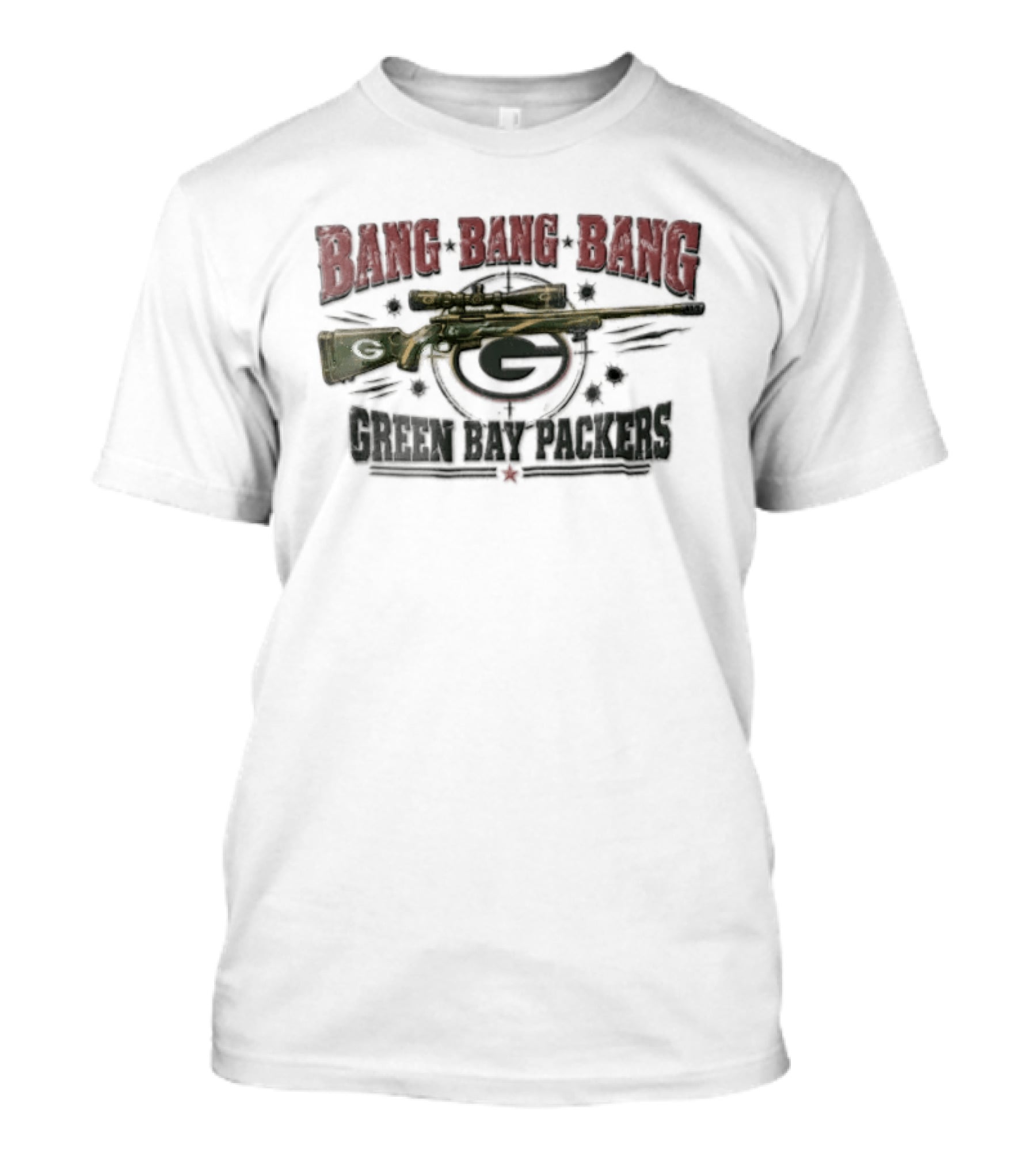 Bang Bang Bang Green Bay Packers Sniper Rifle Bullet Holes Target T-Shirt