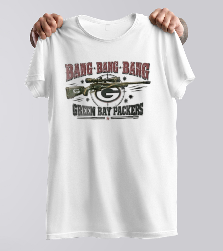 Bang Bang Bang Green Bay Packers Sniper Rifle Bullet Holes Target T-Shirt