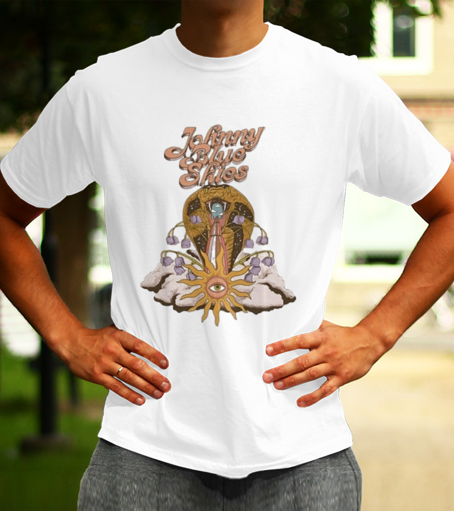 Johnny Blue Skies Snake Vintage Psychedelic Sunflower And Clouds T-Shirt