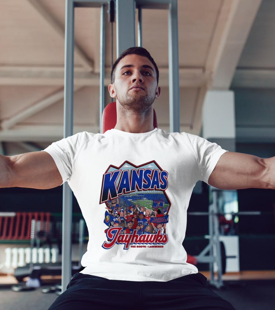 Kansas Jayhawks The Booth Lawrence Kansas Memorial Stadium Game Day Crowd T-Shirt
