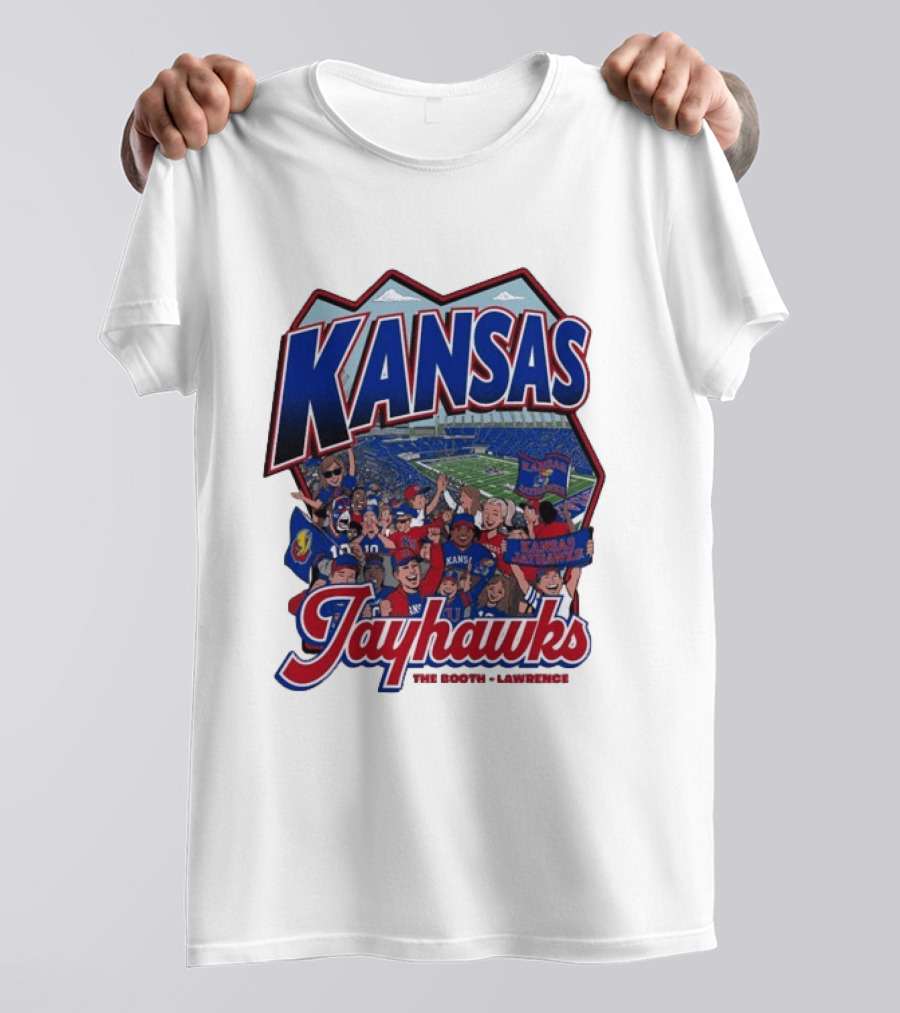 Kansas Jayhawks The Booth Lawrence Kansas Memorial Stadium Game Day Crowd T-Shirt