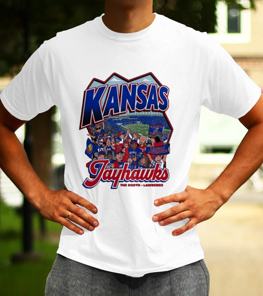 Kansas Jayhawks The Booth Lawrence Kansas Memorial Stadium Game Day Crowd T-Shirt