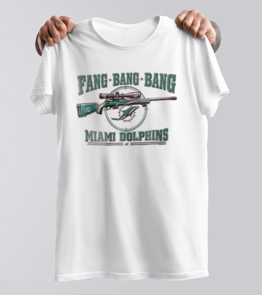Fang Bang Bang Miami Dolphins Sniper Rifle Scope Crosshair Distressed T-Shirt
