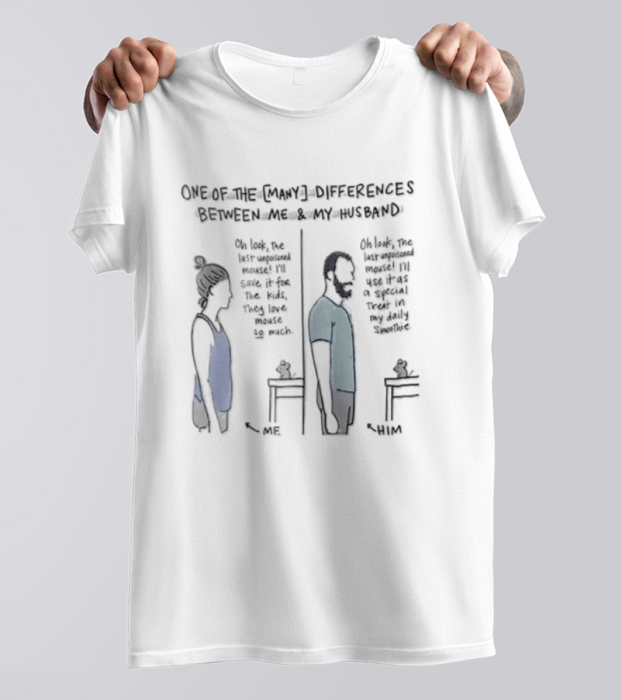 Momlife Comics Differences Between Me And My Husband Cartoon Line Couple T-Shirt