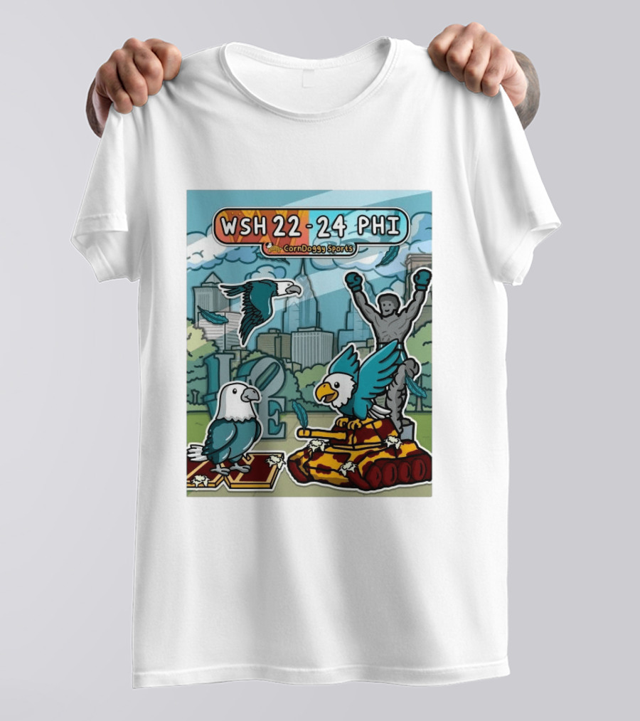 CornDoggy Sports WSH 22 24 PHI Washington Vs Philadelphia Eagles And Tank Scene T-Shirt