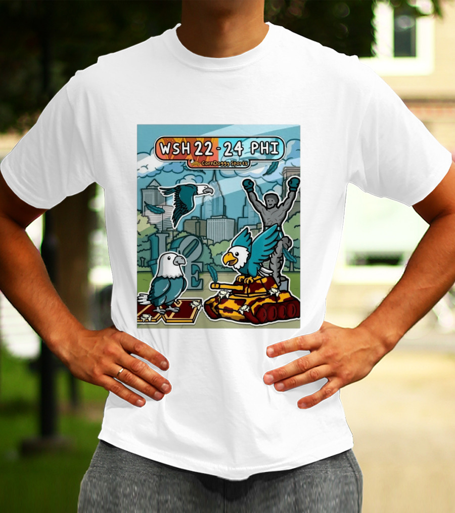 CornDoggy Sports WSH 22 24 PHI Washington Vs Philadelphia Eagles And Tank Scene T-Shirt