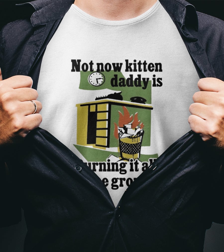 Not Now Kitten Daddy Is Burning It All To The Ground House Fire T-Shirt