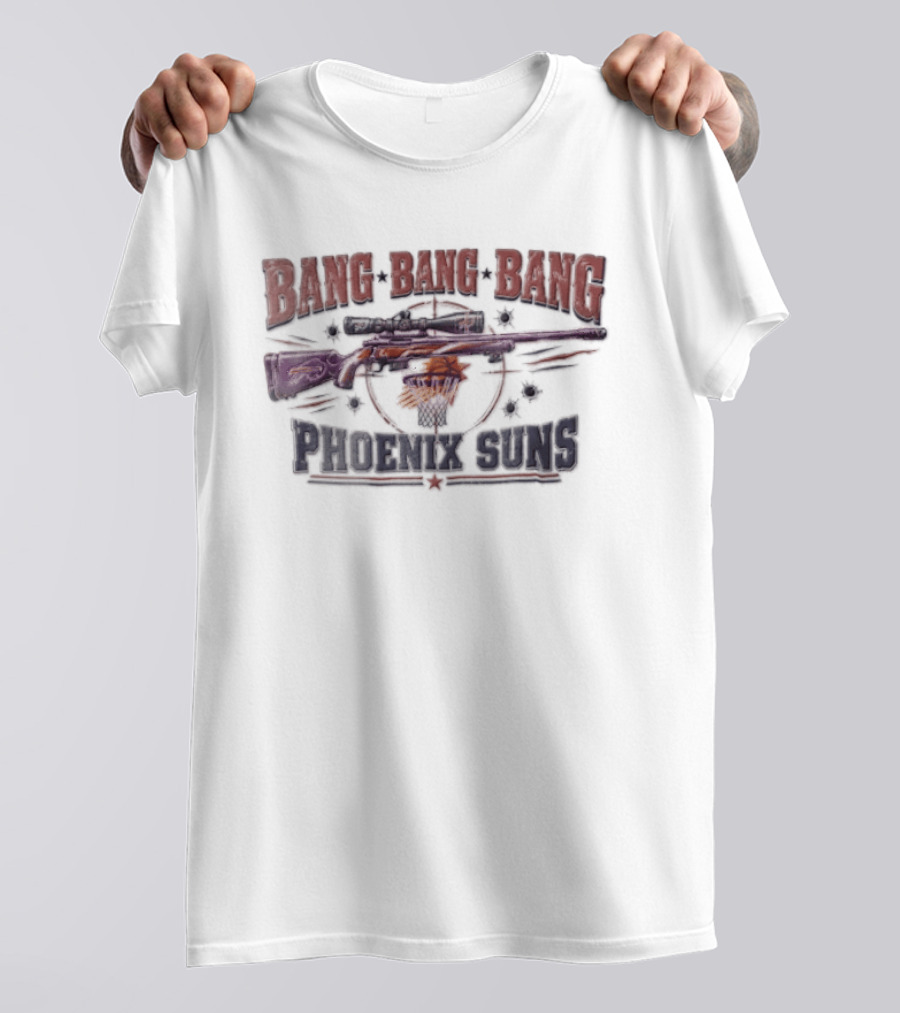 Phoenix Suns Bang Sniper Rifle Basketball Net Target Distressed T-Shirt