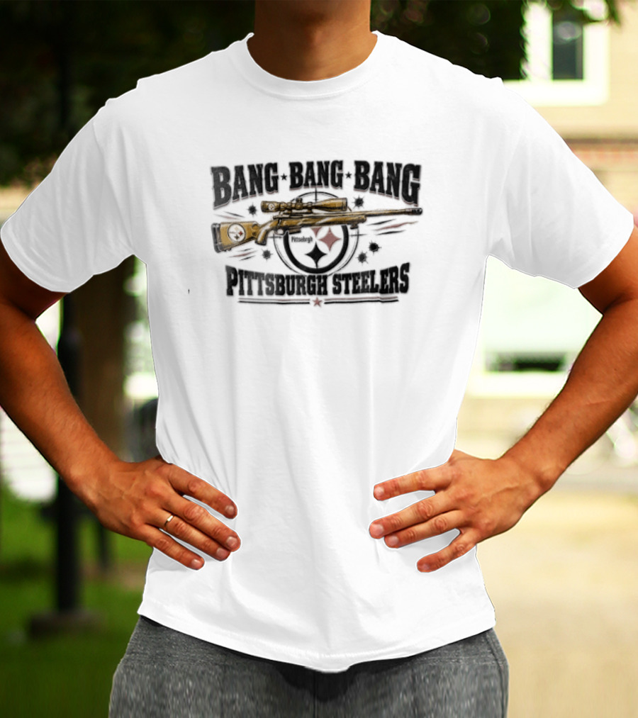 Bang Bang Bang Pittsburgh Steelers Sniper Rifle Target T-Shirt
