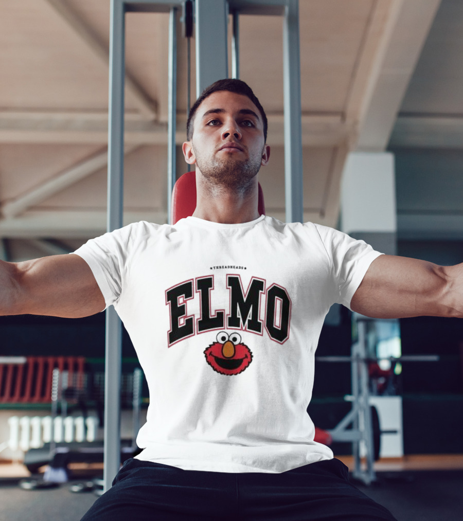 Qagoma Store 2023 Elmo College Red Ringer T-Shirt