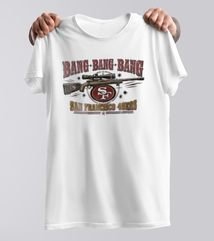 San Francisco 49ers Sniper Rifle Bang Bullet Holes SF T-Shirt