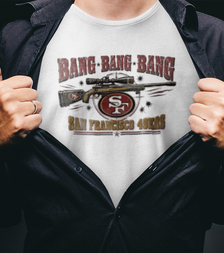 San Francisco 49ers Sniper Rifle Bang Bullet Holes SF T-Shirt
