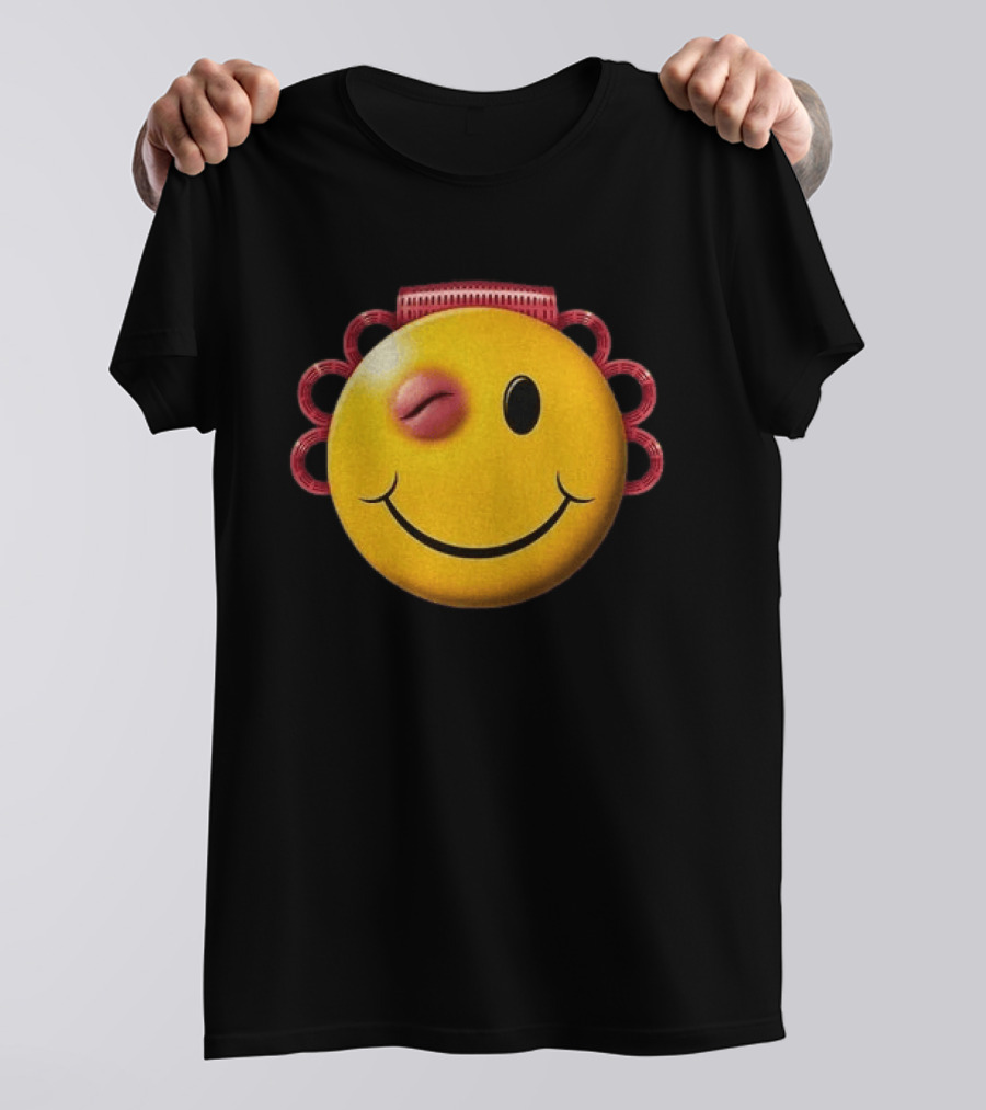A$AP Rocky Don't Be Dumb Tour Smiley Face With Winking Eye And Red Rope Details T-Shirt