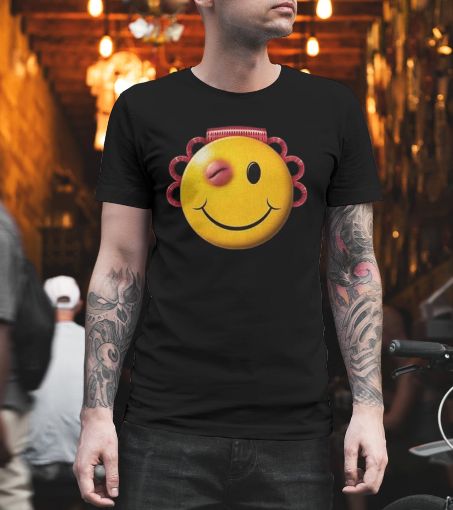 A$AP Rocky Don't Be Dumb Tour Smiley Face With Winking Eye And Red Rope Details T-Shirt