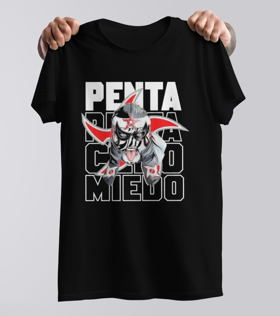 Penta Lucha Libre Cero Miedo Bold Text Red White T-Shirt