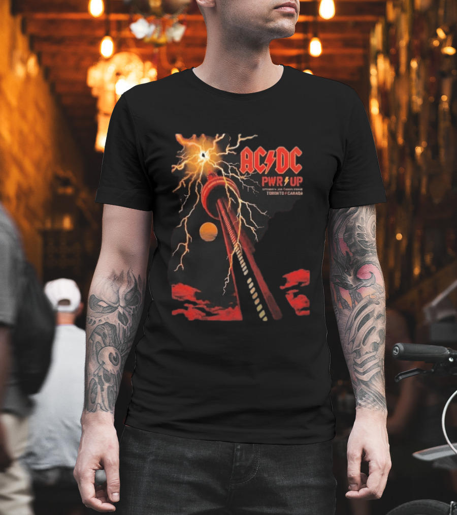 ACDC PWR UP Tour Toronto Canada Event September 16 2026 Rogers Stadium Thunderstruck CN Tower T-Shirt