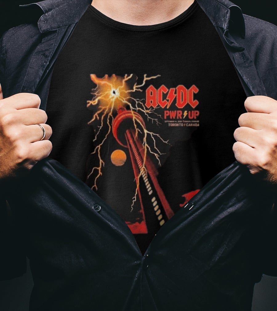 ACDC PWR UP Tour Toronto Canada Event September 16 2026 Rogers Stadium Thunderstruck CN Tower T-Shirt